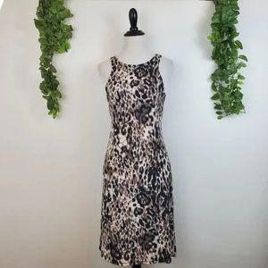 NWOT Beulah Leopard Print Sleeveless Cocktail Dress Brown Black Size Small